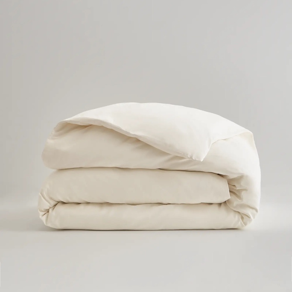 Quince 100% Organic Cotton Sateen Duvet Cover & 2 pillowcases. Ivory. King/Cal K